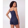 image:imageReal Essentials 2 Pack Womens Ribbed Cropped Cami and Short Set Pajama Sleep Lounge Sleepwear PJ Soft Drawstring ShortsSolid Navy Blazer  Charcoal Heather
