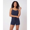 image:imageReal Essentials 2 Pack Womens Ribbed Cropped Cami and Short Set Pajama Sleep Lounge Sleepwear PJ Soft Drawstring ShortsSolid Navy Blazer  Charcoal Heather