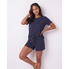 image:imageReal Essentials Womens 3 Piece Pajama Set Crew Tee Tank Top Sleep Shorts Short Sleeve Lounge Sleepwear PJ Soft Yummy ComfySolid Navy Blazer