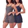 image:imageReal Essentials 2 Pack Womens Ribbed Cropped Cami and Short Set Pajama Sleep Lounge Sleepwear PJ Soft Drawstring ShortsSolid Navy Blazer  Charcoal Heather
