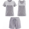 image:imageReal Essentials Womens 3 Piece Pajama Set Crew Tee Tank Top Sleep Shorts Short Sleeve Lounge Sleepwear PJ Soft Yummy ComfyGrey Heather