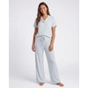 image:imageReal Essentials 2 Pack Womens Button Up Pajama Sets Short Sleeve Notch Collar Lounge Sleep PJ Open Bottom Pants Button DownVapor Blue Dots  Clear Sky Stripe