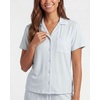 image:imageReal Essentials 2 Pack Womens Button Up Pajama Sets Short Sleeve Notch Collar Lounge Sleep PJ Open Bottom Pants Button DownVapor Blue Dots  Clear Sky Stripe