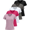 image:imageReal Essentials 5 Pack Womens Short Sleeve VNeck TShirt Athletic Workout Work Casual and Spring TopsSolid Black  Charcoal  Solid Bright White  Solid Raspberry Sorbet  Solid Fragrant Lilac