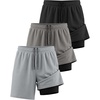 image:imageReal Essentials 3 Pack Mens 2 in 1 Mesh 7 Running Workout Gym Shorts with Compression Liner Available in Big amp TallSet 9