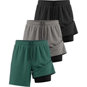 image:imageReal Essentials 3 Pack Mens 2 in 1 Mesh 7 Running Workout Gym Shorts with Compression Liner Available in Big amp TallSet 14