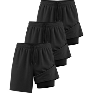 image:imageReal Essentials 3 Pack Mens 2 in 1 Mesh 7 Running Workout Gym Shorts with Compression Liner Available in Big amp TallSet 15