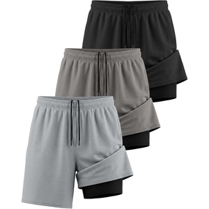 image:imageReal Essentials 3 Pack Mens 2 in 1 Mesh 7 Running Workout Gym Shorts with Compression Liner Available in Big amp TallSet 9