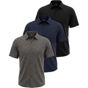 image:imageReal Essentials Mens 1 amp 3PK Cotton Button Down ShirtSolid Black  Solid Navy Blazer  Charcoal Heather