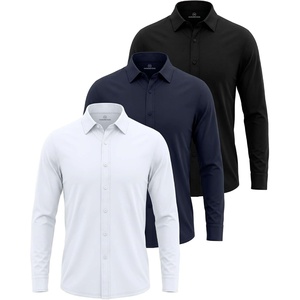 image:imageReal Essentials Mens 1 amp 3PK Cotton Button Down ShirtSolid Black  Solid Navy Blazer  Solid Bright White