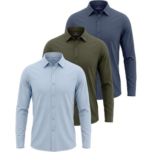 image:imageReal Essentials Mens 1 amp 3PK Cotton Button Down ShirtSolid Black  Solid Olive Night  Solid Ballad Blue