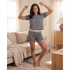 image:imageReal Essentials 2 Pack Womens 2 Piece Pajama Set Boxy Tee Elastic Waist Sleep Shorts Short Sleeve Lounge Sleepwear PJ YummyCharcoal Heather  Solid Iceberg Green