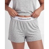 image:imageReal Essentials 2 Pack Womens 2 Piece Pajama Set Boxy Tee Elastic Waist Sleep Shorts Short Sleeve Lounge Sleepwear PJ YummyGrey Heather  Solid Orchid Petal