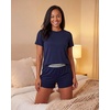 image:imageReal Essentials 2 Pack Womens 2 Piece Pajama Set Boxy Tee Elastic Waist Sleep Shorts Short Sleeve Lounge Sleepwear PJ YummySolid Navy Blazer  Grey Heather