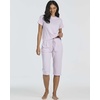 image:imageReal Essentials 2 Pack Womens Cotton Short Sleeve Top and Capri Pants Pajama Lounge PJ Sets with Pocket Available In PlusSet 1