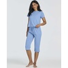 image:imageReal Essentials 2 Pack Womens Cotton Short Sleeve Top and Capri Pants Pajama Lounge PJ Sets with Pocket Available In PlusSet 1