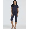 image:imageReal Essentials 2 Pack Womens Cotton Short Sleeve Top and Capri Pants Pajama Lounge PJ Sets with Pocket Available In PlusSet 4