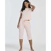 image:imageReal Essentials 2 Pack Womens Cotton Short Sleeve Top and Capri Pants Pajama Lounge PJ Sets with Pocket Available In PlusSet 8