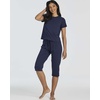image:imageReal Essentials 2 Pack Womens Cotton Short Sleeve Top and Capri Pants Pajama Lounge PJ Sets with Pocket Available In PlusSet 8