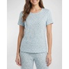 image:imageReal Essentials Ladies SS Yummy Crew Shirt and Open Bottom Pant SetSoft Chambray Flowers  Orchid Petal Stripe