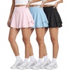 image:imageReal Essentials 4 Pack Womens Skater Pleated Tennis Skort  Skirt with Shorts Pockets Athletic Golf Workout PlusSet 12