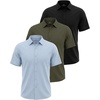 image:imageReal Essentials Mens Short Sleeve Cotton Button Down Shirt Casual Dress Shirts Business Work Summer Beach Collared TopSolid Black  Solid Olive Night  Solid Ballad Blue