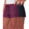 image:imageReal Essentials 3 Pack Womens Cotton Ribbed Lounge Shorts Sleep Casual Comfy Elastic Waist Drawstring Womens PJ BottomsSolid Black  Solid Navy Blazer  Charcoal Heather  Grey Heather