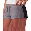 image:imageReal Essentials 3 Pack Womens Cotton Ribbed Lounge Shorts Sleep Casual Comfy Elastic Waist Drawstring Womens PJ BottomsSolid Black  Solid Quiet Shade  Grey Heather  Solid Bright White