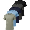 image:imageReal Essentials 5 Pack Mens Breeze Tech Crew Neck TShirts  Short Sleeve Athletic Workout Gym Tees Big amp Tall AvailableSolid Black  Charcoal  Navy Blazer  Solid Clear Sky  Solid Desert Sage