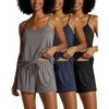 image:imageReal Essentials 3 Pack Womens Super Soft Pajama Set  Cute Cami Lounge Short and Top PJs Set Available in Plus SizeSet 10