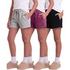 image:image3 Pack Girls Fleece Lounge Shorts Sweat Athletic Casual Pockets Kids Teens  Available in Sizes 416 Cotton Blend Camp Sleepovers Track Sleep Travel Wear Drawstring Elastic Waist Soft Warm PJsSolid Black  Solid Burgundy  Grey Heather