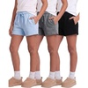 image:image3 Pack Girls Fleece Lounge Shorts Sweat Athletic Casual Pockets Kids Teens  Available in Sizes 416 Cotton Blend Camp Sleepovers Track Sleep Travel Wear Drawstring Elastic Waist Soft Warm PJsSolid Black  Charcoal Heather  Solid Ballad Blue