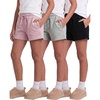 image:image3 Pack Girls Fleece Lounge Shorts Sweat Athletic Casual Pockets Kids Teens  Available in Sizes 416 Cotton Blend Camp Sleepovers Track Sleep Travel Wear Drawstring Elastic Waist Soft Warm PJsSolid Black  Grey Heather  Solid Pale Lilac