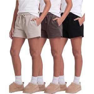 image:image3 Pack Girls Fleece Lounge Shorts Sweat Athletic Casual Pockets Kids Teens  Available in Sizes 416 Cotton Blend Camp Sleepovers Track Sleep Travel Wear Drawstring Elastic Waist Soft Warm PJsSolid Black  Solid Chocolate Torte  Solid Moonbeam