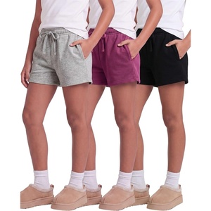 image:image3 Pack Girls Fleece Lounge Shorts Sweat Athletic Casual Pockets Kids Teens  Available in Sizes 416 Cotton Blend Camp Sleepovers Track Sleep Travel Wear Drawstring Elastic Waist Soft Warm PJsSolid Black  Solid Burgundy  Grey Heather