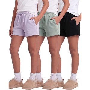 image:image3 Pack Girls Fleece Lounge Shorts Sweat Athletic Casual Pockets Kids Teens  Available in Sizes 416 Cotton Blend Camp Sleepovers Track Sleep Travel Wear Drawstring Elastic Waist Soft Warm PJsSolid Black  Solid Iceberg Green  Solid Orchid Petal