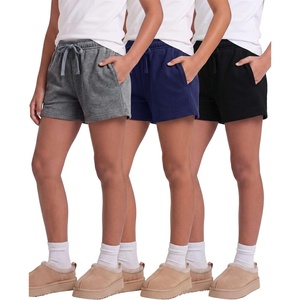 image:image3 Pack Girls Fleece Lounge Shorts Sweat Athletic Casual Pockets Kids Teens  Available in Sizes 416 Cotton Blend Camp Sleepovers Track Sleep Travel Wear Drawstring Elastic Waist Soft Warm PJsSolid Black  Solid Navy Blazer  Charcoal Heather