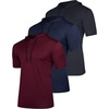 image:image3 Pack Mens Dry Fit Short Sleeve Hoodies Shirts Athletic Workout Gym  Available In Big amp Tall Moisture Wicking Pullover Drawstring Running Fishing Hiking Soccer Training Summer StretchSet 1
