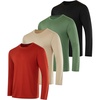 image:image4 Pack Mens Long Sleeve Crew Neck T Shirts Sun UPF 50 Athletic Workout Gym  Dry Fit Fishing Hiking Running Sunshirt Protection Base Layer Undershirts Work Construction Cycling OutdoorSet M