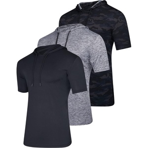 image:image3 Pack Mens Dry Fit Short Sleeve Hoodies Shirts Athletic Workout Gym  Available In Big amp Tall Moisture Wicking Pullover Drawstring Running Fishing Hiking Soccer Training Summer StretchSet 5