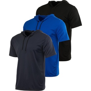 image:image3 Pack Mens Dry Fit Short Sleeve Hoodies Shirts Athletic Workout Gym  Available In Big amp Tall Moisture Wicking Pullover Drawstring Running Fishing Hiking Soccer Training Summer StretchSet 12