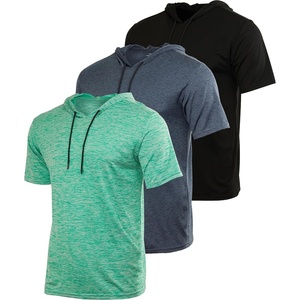 image:image3 Pack Mens Dry Fit Short Sleeve Hoodies Shirts Athletic Workout Gym  Available In Big amp Tall Moisture Wicking Pullover Drawstring Running Fishing Hiking Soccer Training Summer StretchSet 11