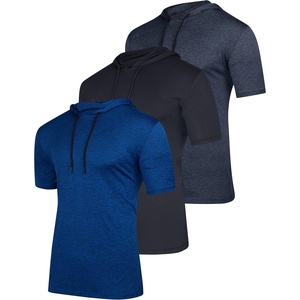 image:image3 Pack Mens Dry Fit Short Sleeve Hoodies Shirts Athletic Workout Gym  Available In Big amp Tall Moisture Wicking Pullover Drawstring Running Fishing Hiking Soccer Training Summer StretchSet 3