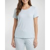 image:imageReal Essentials 2 Pack Womens Pajama Sets Short Sleeve Crew Neck Top and Pants Soft Yummy Cute Summer Pjs for WomenVapor Blue Dots  Clear Sky Stripe