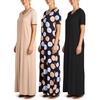 image:image3 Pack Womens Maxi Long Nightgowns Short Sleeve Night Shirt PJ Sleep Dress  Available In Plus Size Cute Summer House Lounge Pajama Nighties Adult Ladies Overnight Cooling Lightweight V Neck HomeSet 3