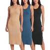 image:image3 Pack Womens Midi Dresses Sleeveless Tank Casual Long Beach Sundress Slit  Available In Plus Size Knee Length Ribbed Knit Shift Jersey Layering Work Travel Summer Vacation Comfy StretchySet 7