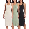image:image3 Pack Womens Midi Dresses Sleeveless Tank Casual Long Beach Sundress Slit  Available In Plus Size Knee Length Ribbed Knit Shift Jersey Layering Work Travel Summer Vacation Comfy StretchySet 8