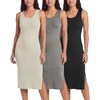 image:image3 Pack Womens Midi Dresses Sleeveless Tank Casual Long Beach Sundress Slit  Available In Plus Size Knee Length Ribbed Knit Shift Jersey Layering Work Travel Summer Vacation Comfy StretchySet 5