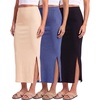 image:image3 Pack Womens Ribbed Maxi Long Skirts High Waisted with Side Slit Pencil  Work Summer Business Casual Dressy Cute Office Trendy Fall Winter Formal Ladies Stretchy Faldas De MujerSet 4