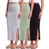 image:image3 Pack Womens Ribbed Maxi Long Skirts High Waisted with Side Slit Pencil  Work Summer Business Casual Dressy Cute Office Trendy Fall Winter Formal Ladies Stretchy Faldas De MujerSet 5